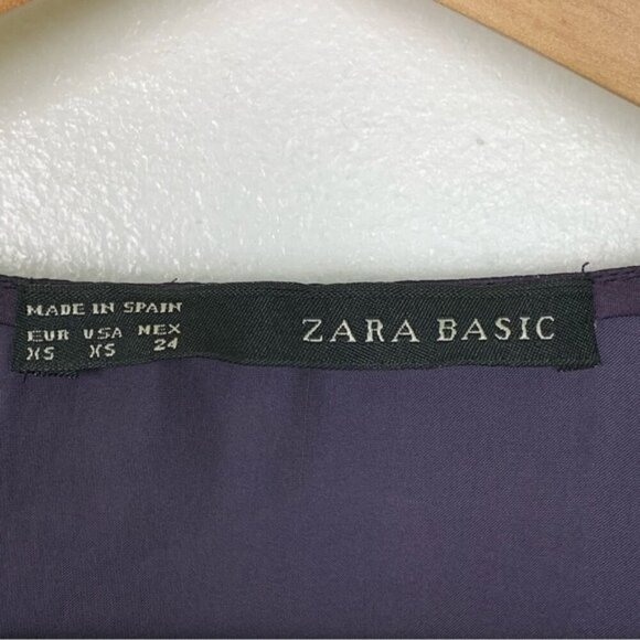Zara Purple Peplum Satin Blouse Top - Picture 7 of 7